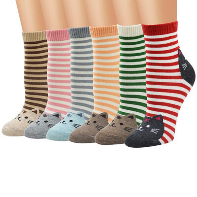 

12 Pair Novelty Cute Kitten Pattern Casual Design Adult Unisex Funny Sock for Autumn&Winter