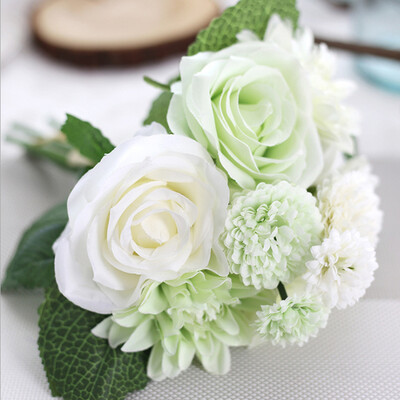 

Artificial Flowers Bouquet 8 Head Rose Dahlia Fall Vivid Fake Flower For Wedding Home Party Christmas Decor Silk Flower