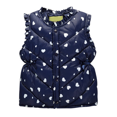 

Printed With Cute Picture Girl Waistcoat Winter Outerwear Coats for Cute Baby Vest Kids Warm Jacket With Bowknot Clothes S2