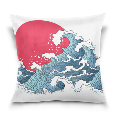 

ALAZA Throw Pillow Cover 16 X 16 inch Cushion Cover with Ocean Waves Printed Pillowcase