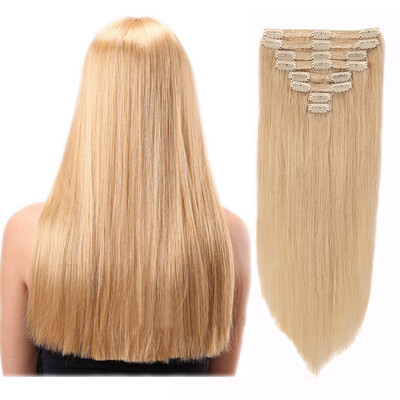 

8 PcsSet 100 Human Hair Extensions Natural Straight Clip In Hair Extensions High Quality Soft Reusable