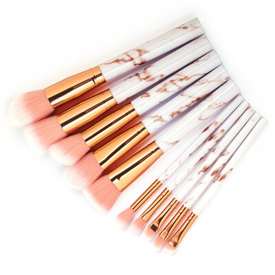 

10Pcs Marbling Handle Makeup Brush Set Foundation Blush Eyeshadow Cosmetic Tool
