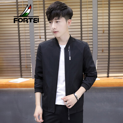 

Fushun FORTEI Jacket Mens Jacket 2019 Spring New Casual Fashion Slim Baseball Collar Clothes Mens Trendy Jacket 9982 Black