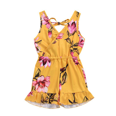 

Lovely Kids Baby Girls Strap Sleeveless Floral Rompers Playsuits One Piece Outfits