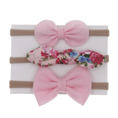 

3Pcs Cute Rabbit Ear Baby Headband Neonata Bow Flower Elastic Haarband Baby Girls Headbands Children Turban Hair Accessories Set