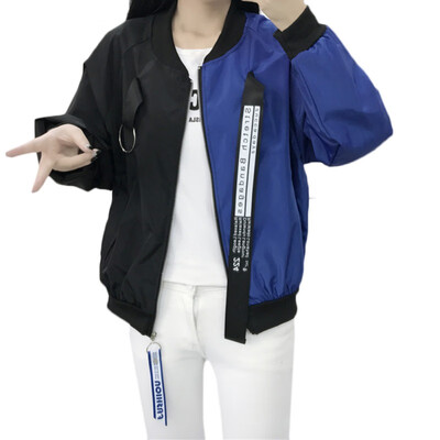 

Spring Autumn Wild Patch Color Matching Loose Long-sleeved Baseball Uniform Coat Women