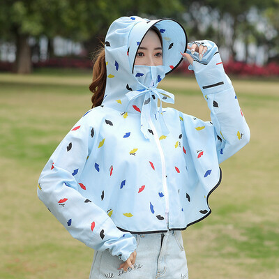 

Summer Ladies Sunscreen Clothes Korean Version Sunscreen Clothes with Connected Caps