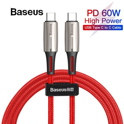 

Baseus 60W USB Type C To USB C Cable PD 20 Falsh Charge For Samsung S10 S9 Quick Charge Cable for USB C Device Huawei Xiaomi