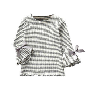 

Autumn Baby Girl Long Flare Sleeve T-Shirts Kids Striped Printed Tops Tees Casual Blouse