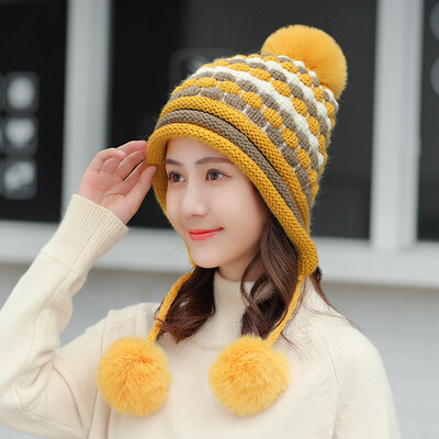 

Hat Female Winter Woolen Cap Sweet&Lovely Korean Edition Baitao Chao Fashion Warm Moon Cap Ear Protector Knitted Cap