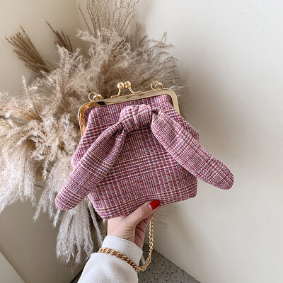 

Tailored Womens Fashion Coin Purse Bow Wool Bag Chain Casual Bag Clip Bag Shoulder Bag