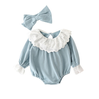 

Autumn Newborn Winter Playsuit Baby Girl Clothes Cotton Long Sleeve Baby Romper Headband Photo Props Infant Outfit