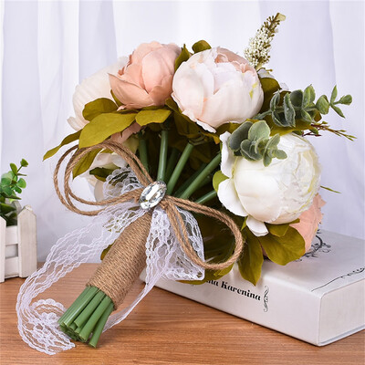 

〖Follure〗Wedding Bouquet Bouquet Crystal Rose Pearl Bridesmaid Wedding Bouquet Bride Artificial Silk Flower