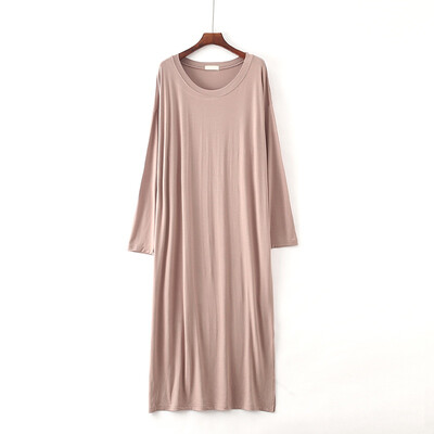 

Pregnant Women Loose Modal Nightdress Ladies Long-sleeved Dress Large Size Long Night Dress