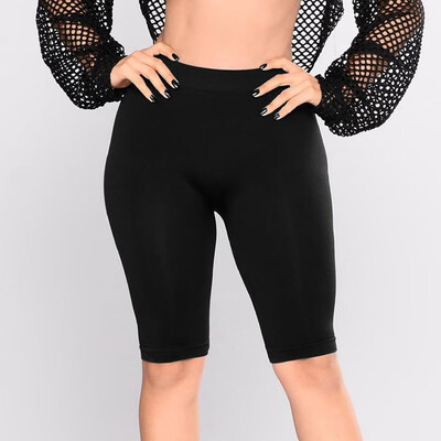 

Fashion Women Autumn Solid Color Bodycon Shorts Elastic High Waist Quick Dry Fitness Running Pants Sportswear