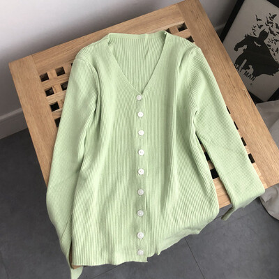 

Women Cardigans Sweater Fashion V neck Solid Knitwear Single Breasted Casual Knitted Cardigan Outwear Women Winter Coat