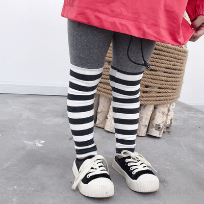 

Children Toddler Girls Autumn Winter Children Cotton Clothing Thickening Stripes Print Warm Trousers Leggings Girls Socks