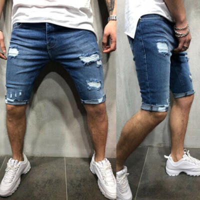 

Men Denim shorts Short Pants Ripped Jeans Frayed jean Pant Destroyed Jeans Short