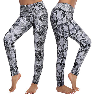 

Gobestart Fashion Women Sport Casual Snake Prints Elastic High Waist Fitness Yoga Pants