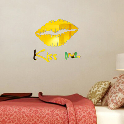 

Gobestart Removable Kiss Me Mirror Wall Sticker Decal Art Mural Home Room Decor Gold