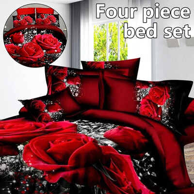 

3D Effect 4 Piece Printed Duvet Quilt Cover Complete Bedding Sets