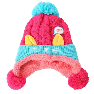 

Warm Infant Beanie Cap For Children Boys Girls Animal Cat Ear Kids Crochet Knitted Hat Cute Baby Winter Hat