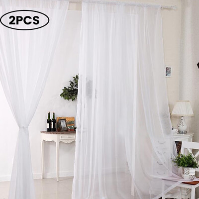 

24PCS Top Voile Net Panels Voiles Window Curtains Pair Rod Various Sizes & Colourswhitegrey