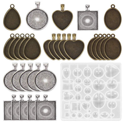 

31 Pcs DIY Bracelet Pendant Jewelry Casting Molds Silicone Resin Jewelry Molds Set DIY Making Tool Crafting Pendant Earrings