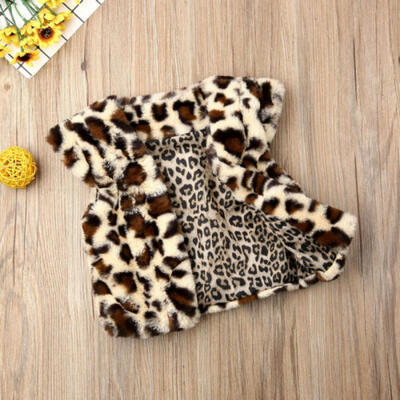 

Cute Toddler Kids Baby Girl Warm Fuzzy Leopard Vest Coat Jacket Fur Waistcoat