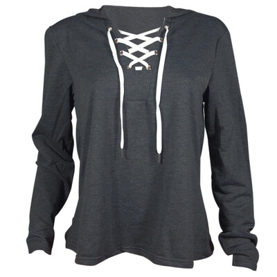 

2018 Autumn Women Hoodie Casual Long Sleeve Hooded Pullover Lace Up Sweatshirts Hooded