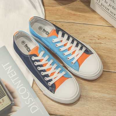 

Mens Canvas contrast color casual shoes Lace-up student shoes