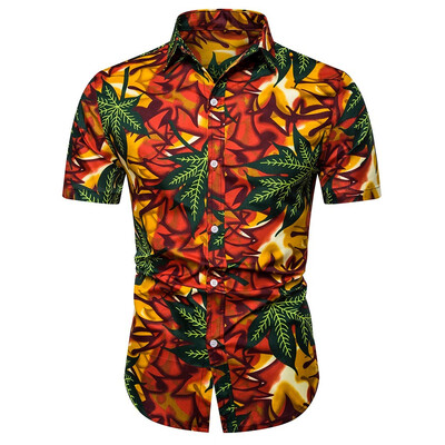 

Tailored Mens Summer New Style Hawaiian Printed Short-Sleeved Shirt Fashion Blouse Top