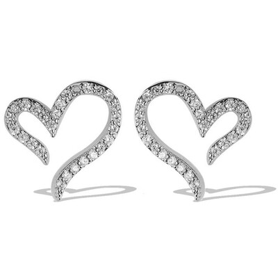 

Earring Exquisite Full Rhinestone Zircon Heart Shaped Diamond Earrings Silver Rosegold Stud Earrings For Women