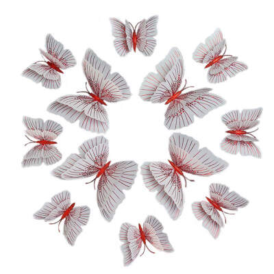 

12Pcs double-layer 3D Butterfly Wall Sticker for wedding decoration room Butterflies wall decor Fridge Magnet stickers