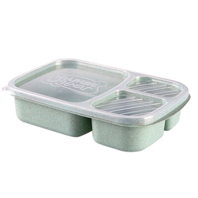 

Wheat Straw Box 3 Grid With Lid Environmentally friendly Microwave Food Box Biodegradable Storage Container Lunch For Picnic