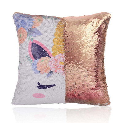 

16" Magic Unicorn Reversible Sequin Pillow Cover Case Throw Cushion Home