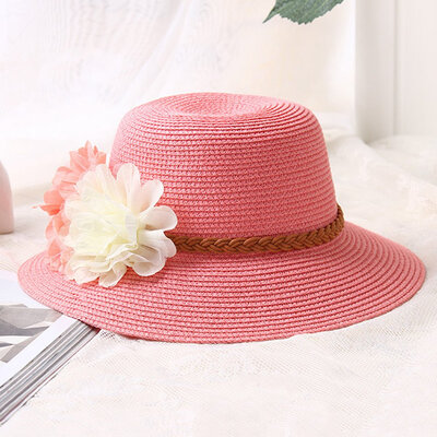 

Fashion Baby Girls Kids Summer Hats Straw Sun Beach Hat Lace Flower Sun Cap