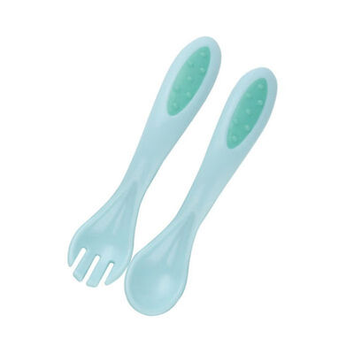 

Baby Solid Feeding Silicone Spoon And Fork Set Cute Soft Utensils Toddler Kids Learning Tableware