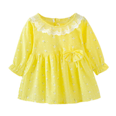 

Autumn kids Dress Baby Girls Long Flare Sleeve Floral Print Dress Kids Princess Pageant Dresses Clothes 0-4Y