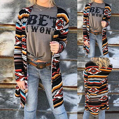 

Toponeto Fashion Women Long Sleeve Vintage Printed Casual Outwear Cardigans Coats