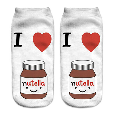 

1Pair Harajuku Food Cartoon 3D Printing Socks Women Fashion Summer Low Cut Ankle Short Socks Female Fresh Style