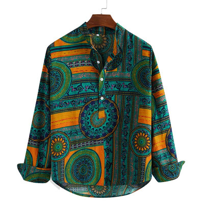 

Fashion Men Shirts Long Sleeve Button Blouse Holiday Casual T Shirt Tops M2XL
