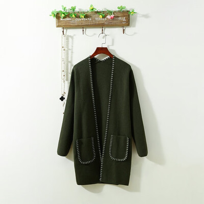 

Autumn&winter 2018 temperament fashion thick sweater ladys coat han edition loose joker knit sweater long style cardigan