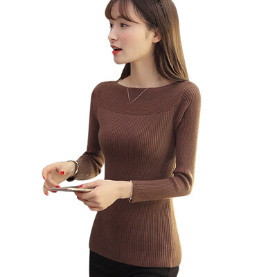 

Womens Sweater Sexy Casual Solid Sweaters Autumn Slash Neck Long Sleeve Tops Jumper Wild Fashion Sweaters