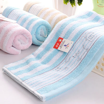 

3 Color Optional Cotton Embroidered Couple Face Towel Striped Towel Thick Towel Bathroom Supplies Daily Necessities