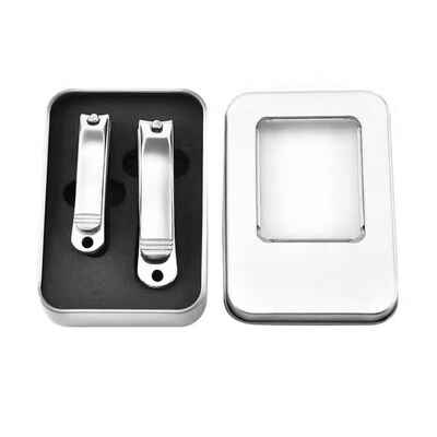 

2Pcs Stainless Steel Nail Clipper Cutter Set Manicure Trimmer Tool with Case Finger Nail Scissors