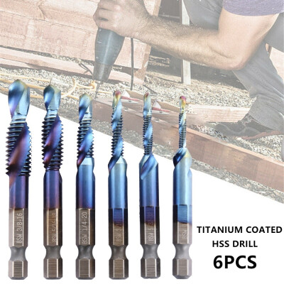 

6pcs 14 Hex Shank HSS Metric Thread Tap HSS Drilling Spiral Trapezoidal Tap Hand Screw Taps Sets