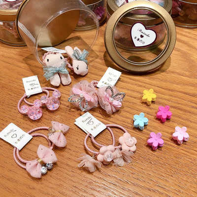 

15 Pcs All Season Cute Baby Kids Girls Floral Print Hair Clips Elastic Hair Accessory Band Rope Ponytail Holder Headbands Sets