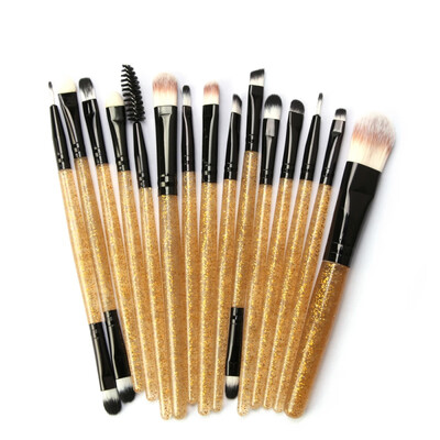 

15Pcs Fashion Shining Handle Makeup Brushes Set Eyes Face Foundation Brush Powder Blush Make Up Brush pinceaux maquillage W1