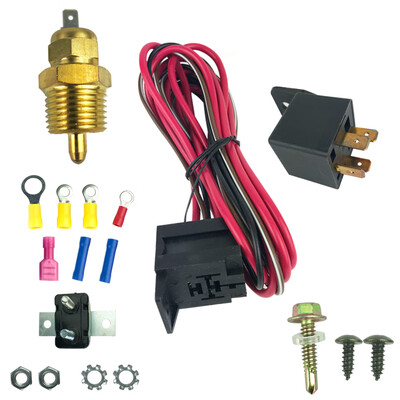 

175-185 Degrees Farenheight Engine Cooling Fan Thermostat Temp Switch Sensor 4pins Relay Kit